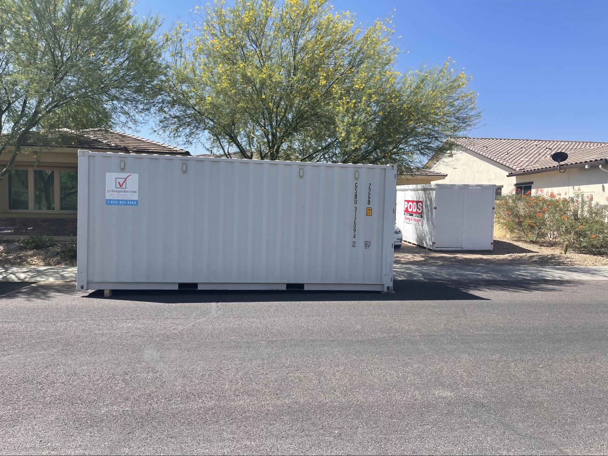 20-ft portable storage container for moving in Tempe used for a 3-bedroom home relocation in the East Valley
