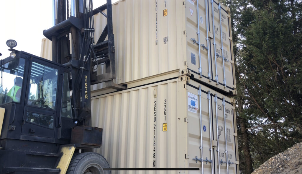 2 storage containers stacked