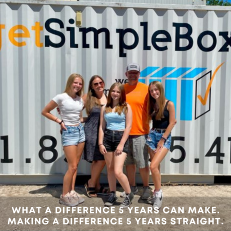 get simple box celebrates the Eshuis family outside of a get simple box franchise