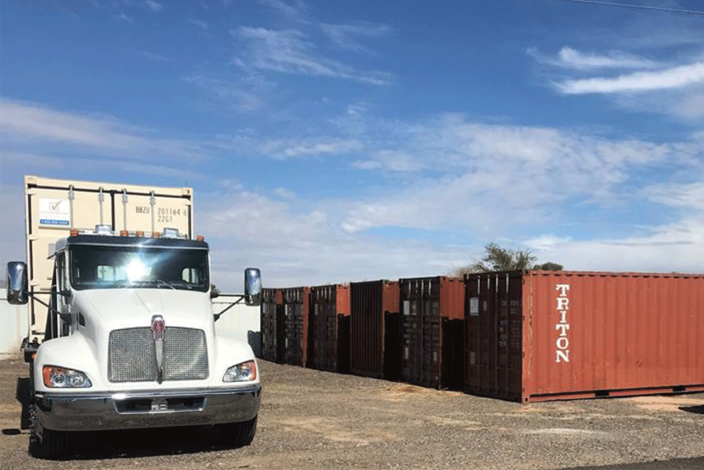 A 20-foot shipping container at the Get Simple Box yard