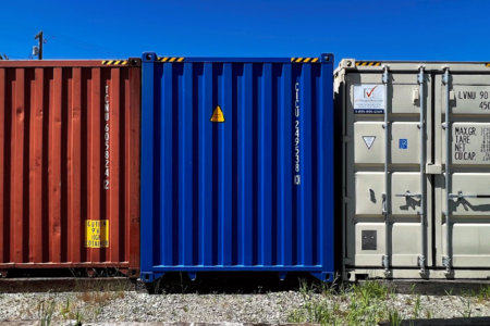 20 Ft Shipping containers next to each other