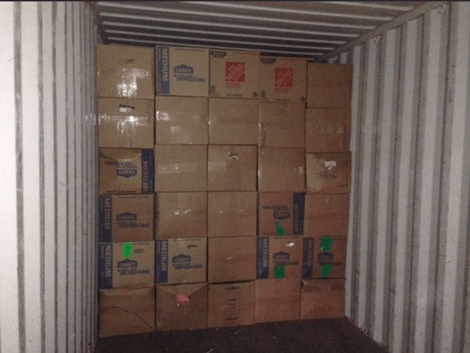 Cardboard Boxes for moving in a container