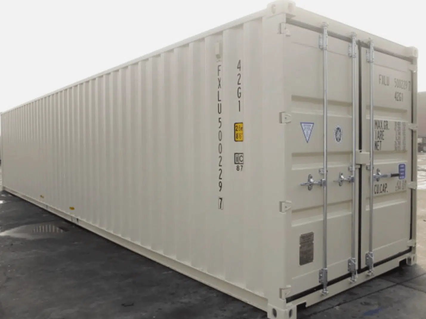 An example of a white 40 foot shipping container for someone who is looking to buy a small shipping container