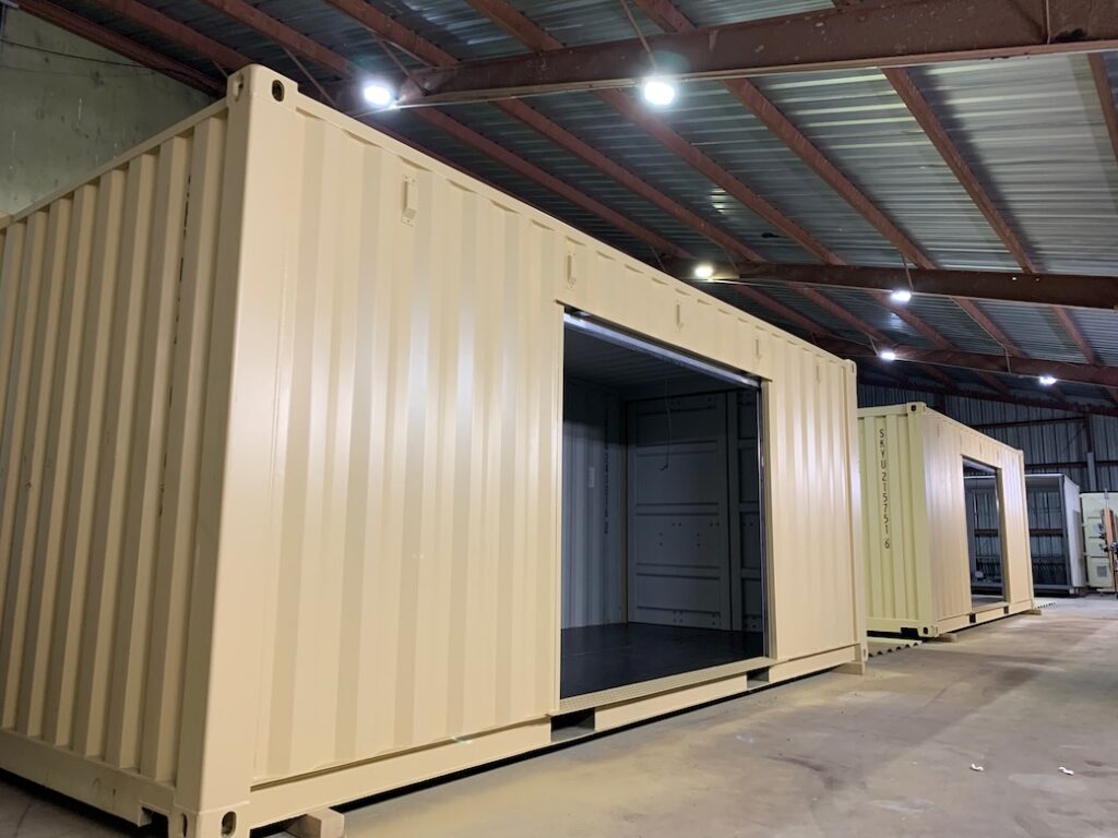 Shipping Container Modification cut out side wall install Roll Up Door Get Simple Box 2