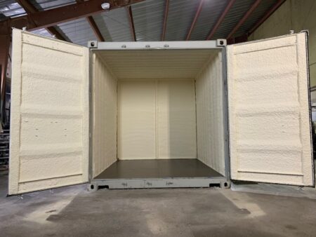 White spray foam insulated shipping container