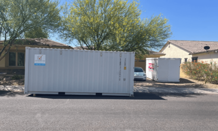 Shipping container from Get Simple Box and Pods delivered in a client