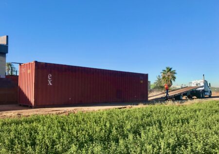 40 ft Used Shipping Container for Sale, shipping container being delivered by Get Simple Box