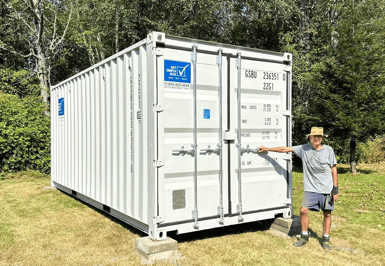 Family moving with shipping containers