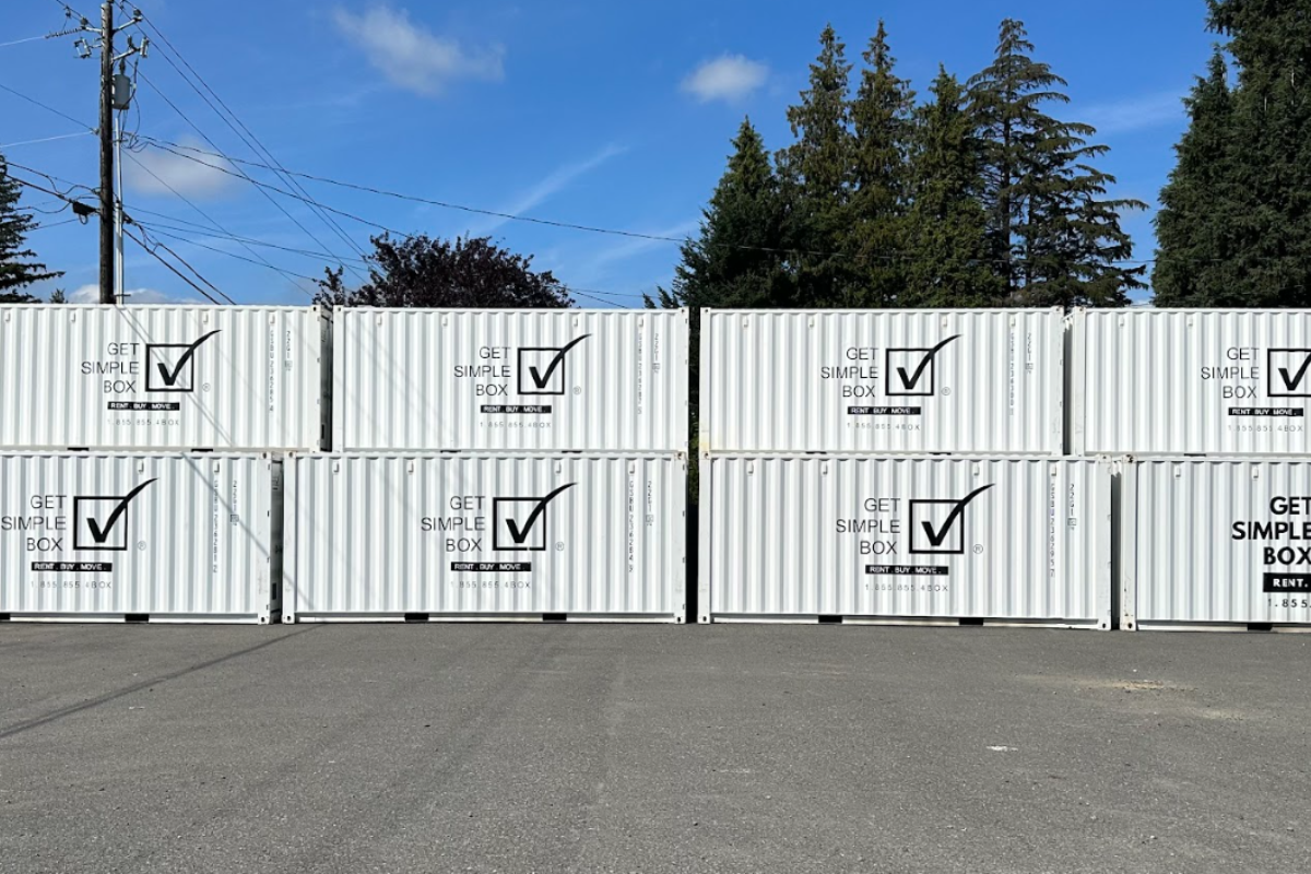 The Get Simple Box Arlington yard, where every container is inspected and prepared for local delivery across Snohomish County and beyond