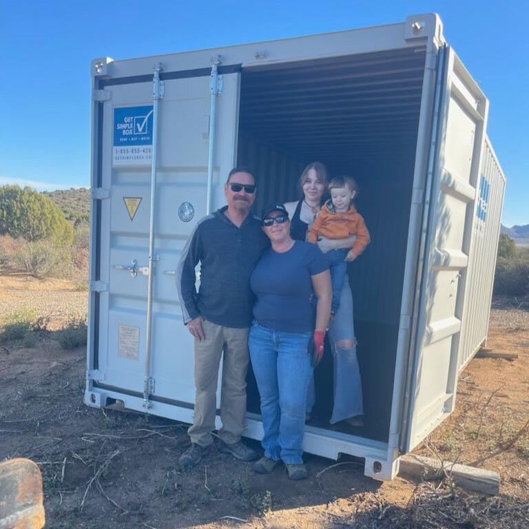 Happy Family Using a Portable Storage Container Delivered to Their Home
