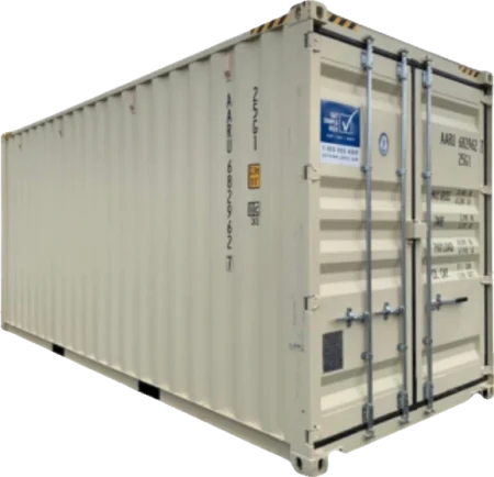 Tan 20-foot high cube container