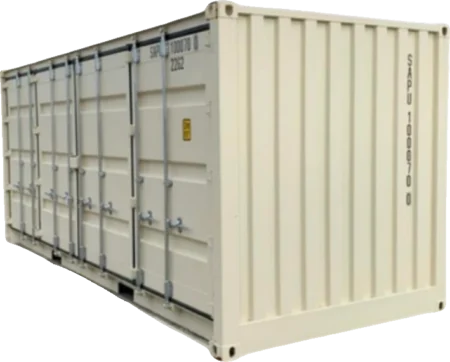 Tan 20-foot open-side container