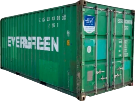 Used green 20-foot Evergreen container