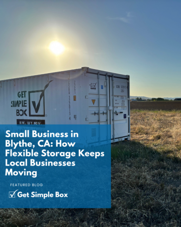 40 foot shipping container perfectly placed on an agricultural site in Blythe, CA, providing secure on-site storage