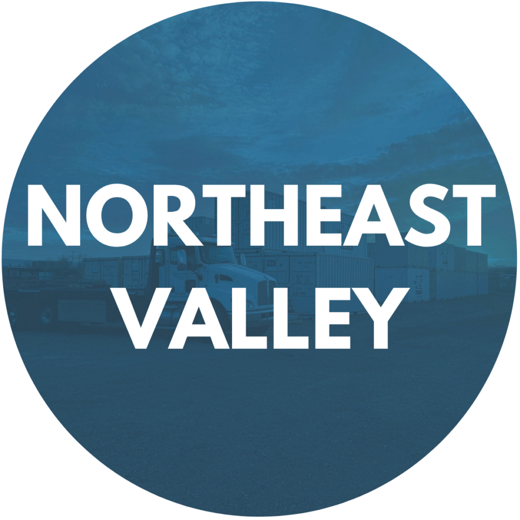 Northeast Valley service area badge with storage containers in the background