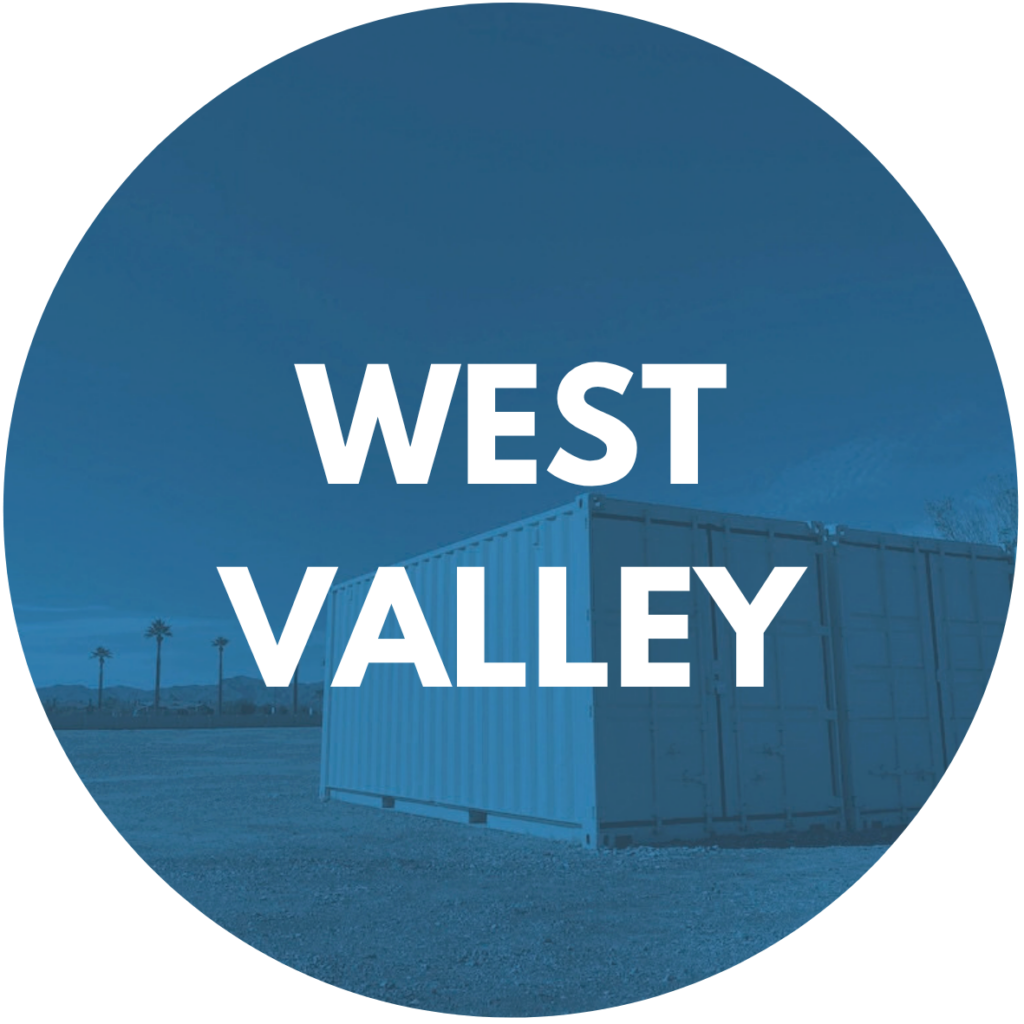 West Valley service area badge with storage containers in the background