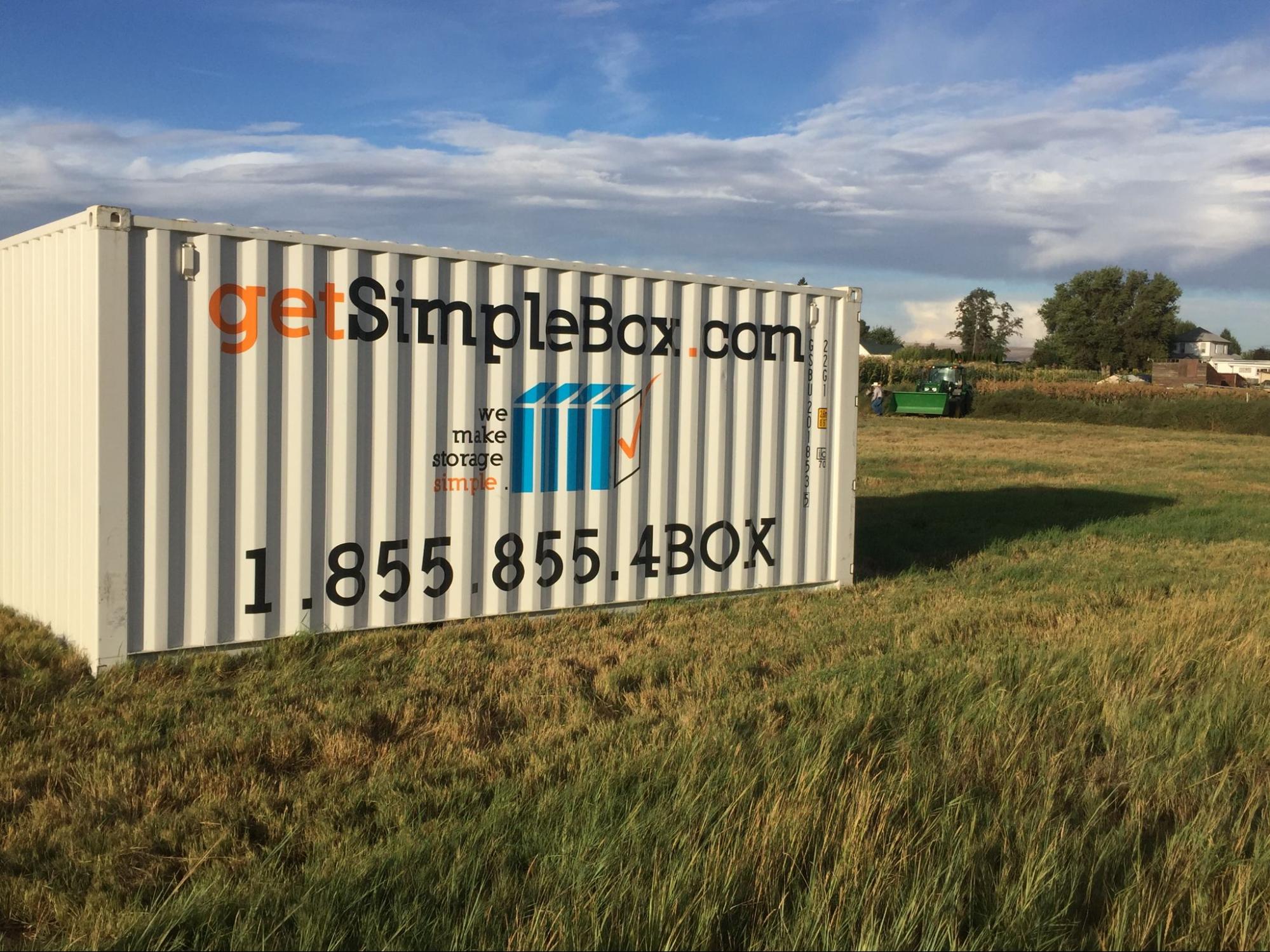 On-site storage container on a Whatcom County farm storing seasonal equipment and supplies during harvest near the Nooksack Valley.
