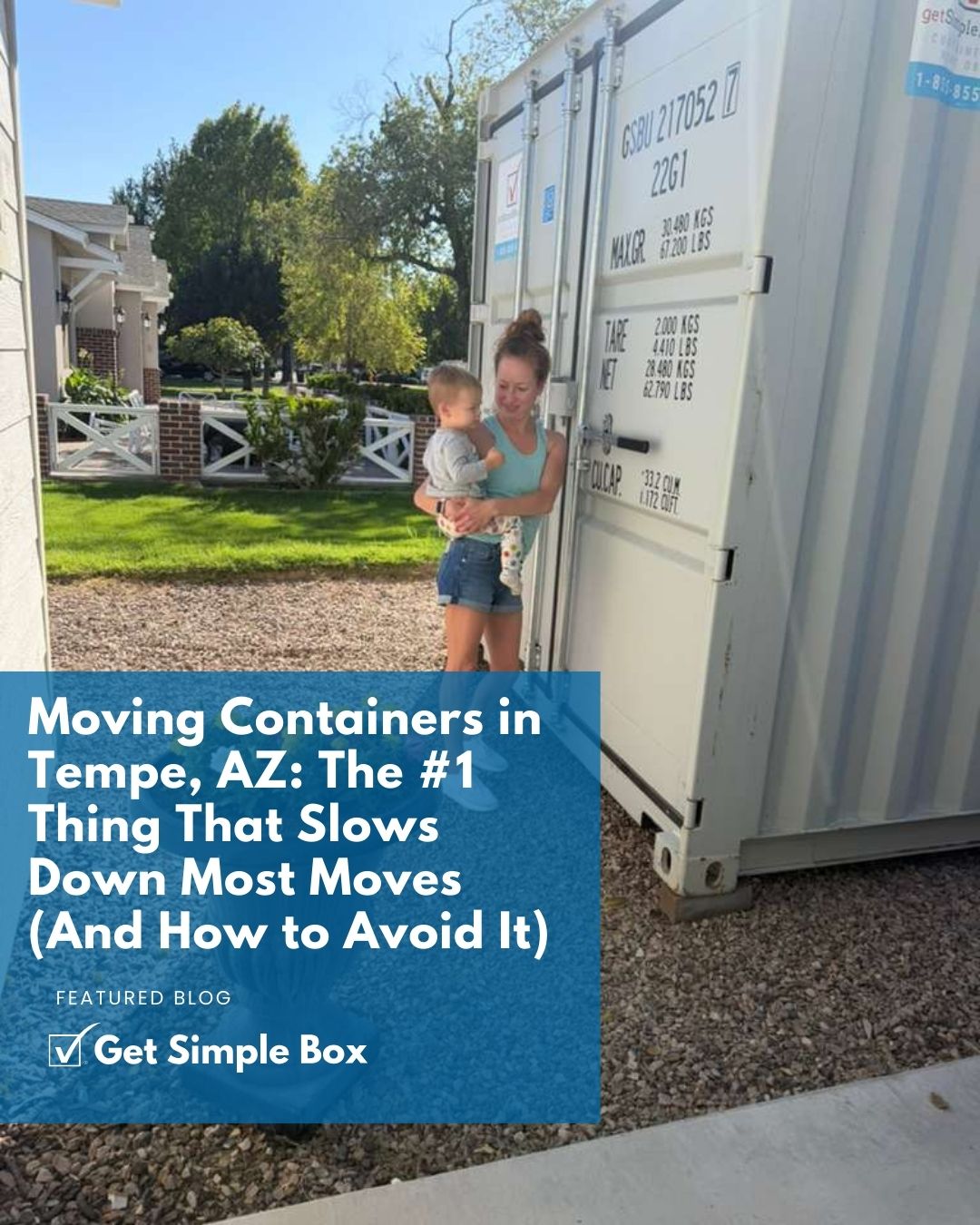 Portable moving containers in Tempe, AZ delivered to a South Tempe home so homeowners can pack at their own pace before moving day