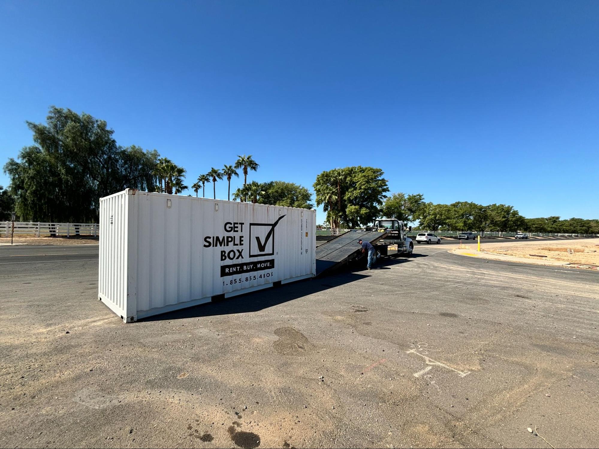 Portable storage container delivered and placed on-site in the Coachella Valley