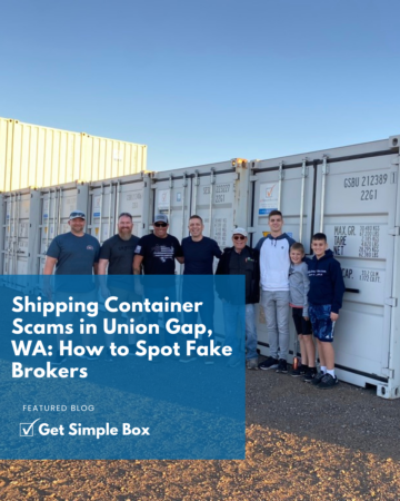 The Get Simple Box local yard team standing in front of secure, high-quality steel shipping containers