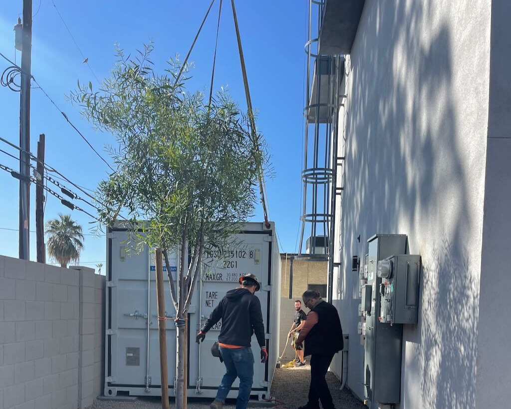 Shipping container delivery and placement in Mount Vernon, Snohomish County