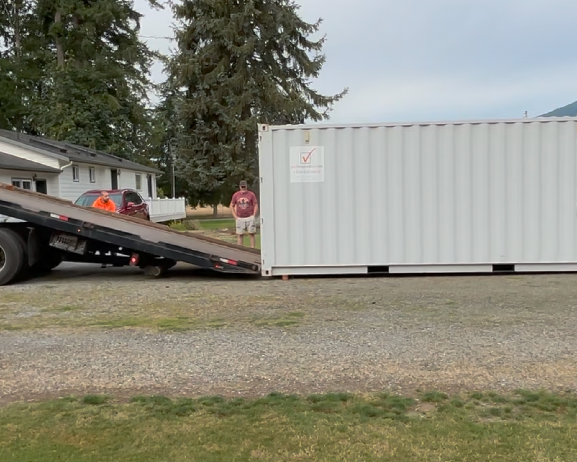 Shipping container delivery and placement in Quincy, Chelan County