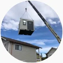 Shipping container delivery and placement in Silverton, Yamhill County