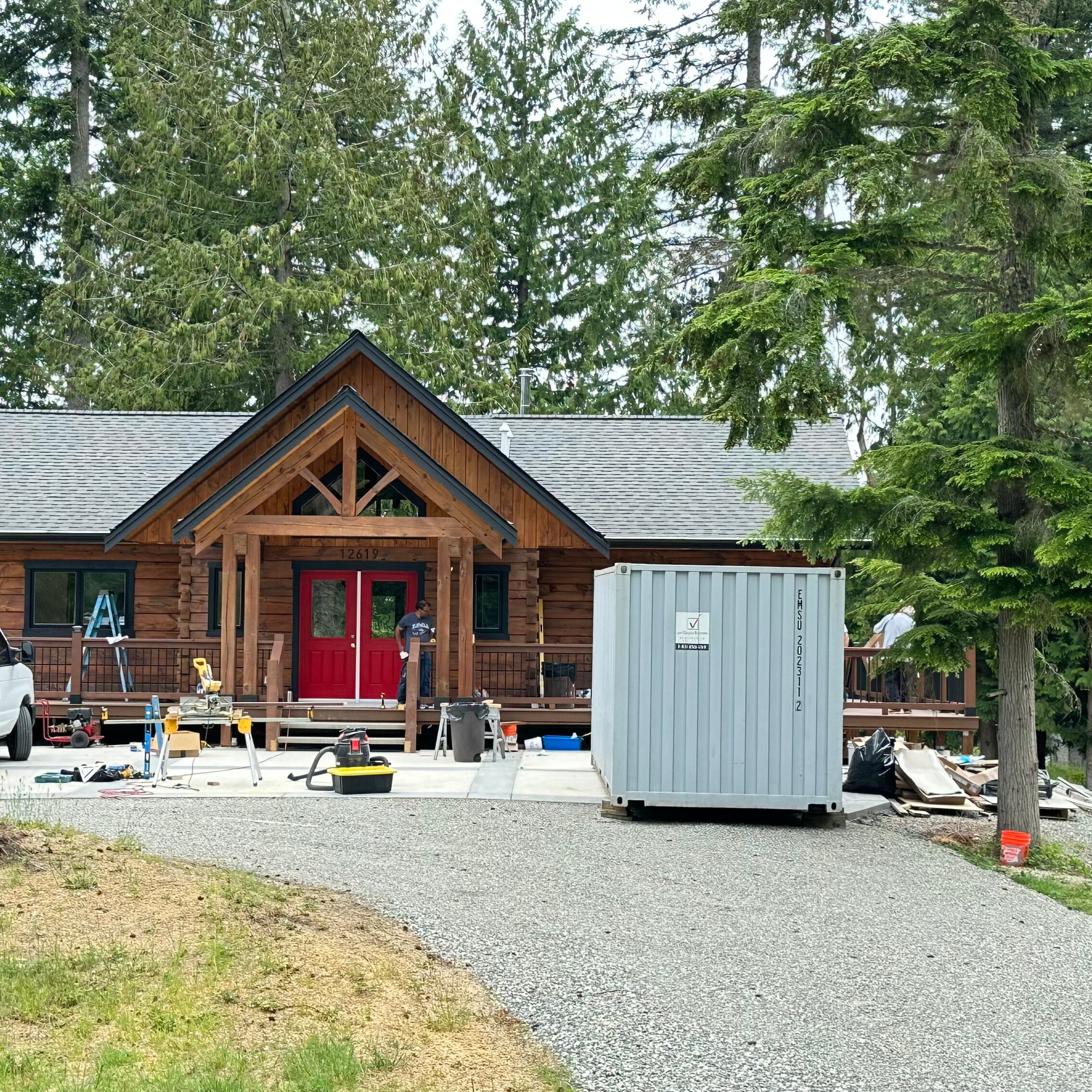 Shipping container delivery and placement in Stanwood, Skagit County