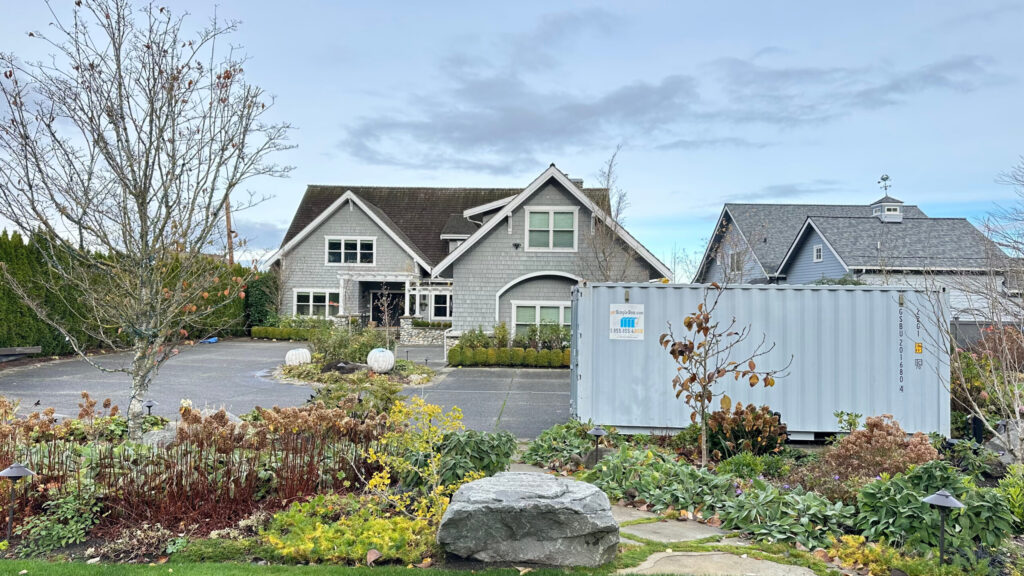 Shipping container delivery and placement in Thorp, Yakima County