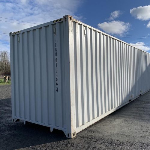 Angled view of a 40 ft high cube shipping container