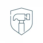 Hammer and shield icon representing durable container construction