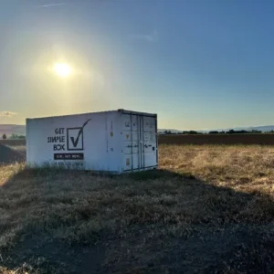 Get Simple Box storage container placed in an open field