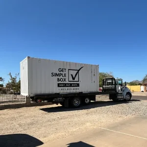 Get Simple Box truck delivering a branded storage container