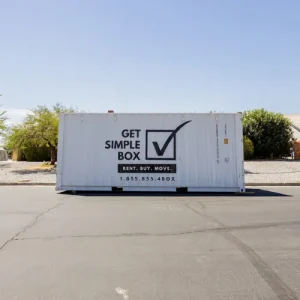 Get Simple Box storage container placed along a residential street