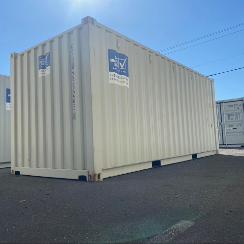 Yard with new 20 foot shipping container
